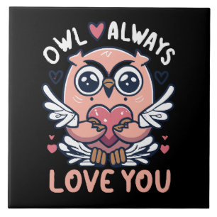 Uil houdt altijd van jou - Valentijnsdag Tegeltje