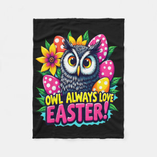 Uil houdt altijd van Pasen Kleurrijke Happy Easter Fleece Deken