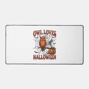 Uil houdt van Halloween Oranje Spinnenweb Pompoen_ Bureaumat