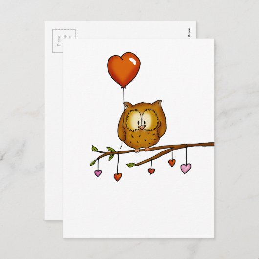 Uil houdt van je - Valentijnsdag cadeau Feestdagenkaart (Voorkant / Achterkant)