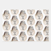 Uil Huwelijk Felicitaties Voeg Namen Toe Cute 3 Inpakpapier Vel (Voorkant)