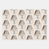 Uil Huwelijk Felicitaties Voeg Namen Toe Schattig  Inpakpapier Vel (Voorkant 2)