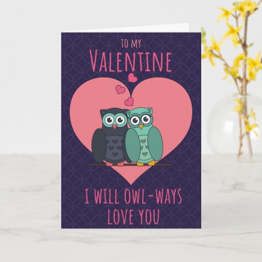 Uil-ige Valentijnkaart Kaart (Gele Bloem)