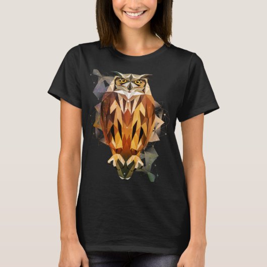 Uil Ik Koel Laag Poly Uil Vogel T-shirt (Voorkant)