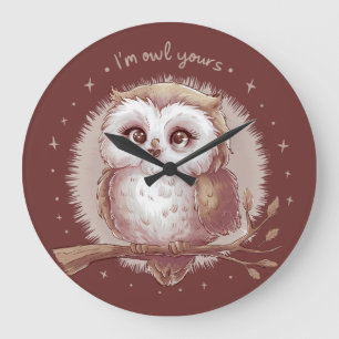 Uil Illustratie Cute Whimsical Cottagecore Grote Klok