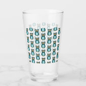 Uil illustratie in blauw glas (Achterkant)
