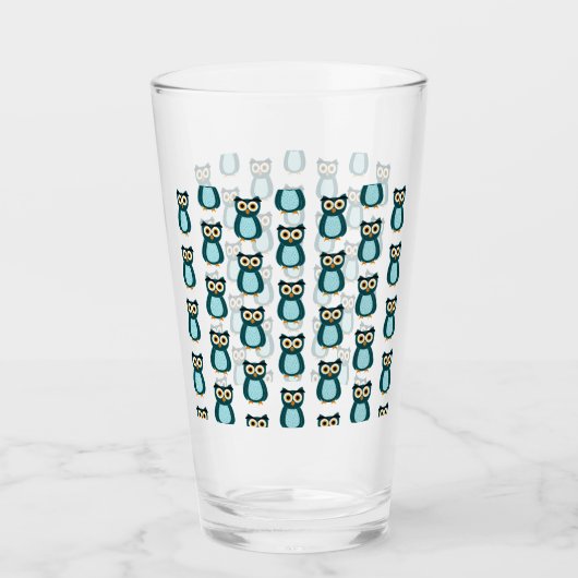 Uil illustratie in blauw glas (Voorkant)