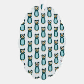Uil illustratie in blauw ornament kaart (Rechts)