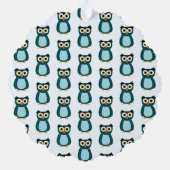 Uil illustratie in blauw ornament kaart (Achterkant)