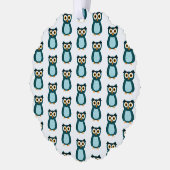 Uil illustratie in blauw ornament kaart (Links)