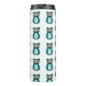 Uil illustratie in blauw thermosbeker (Achterkant)