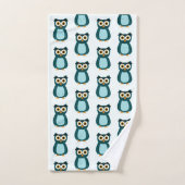 Uil illustratie in blauwe kleur bad handdoek (Handdoek)