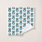 Uil illustratie in blauwe kleur bad handdoek (Wasdoekje)
