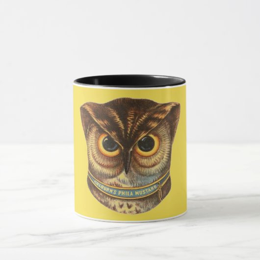  uil illustratie mosterd advertentie mok (Midden)