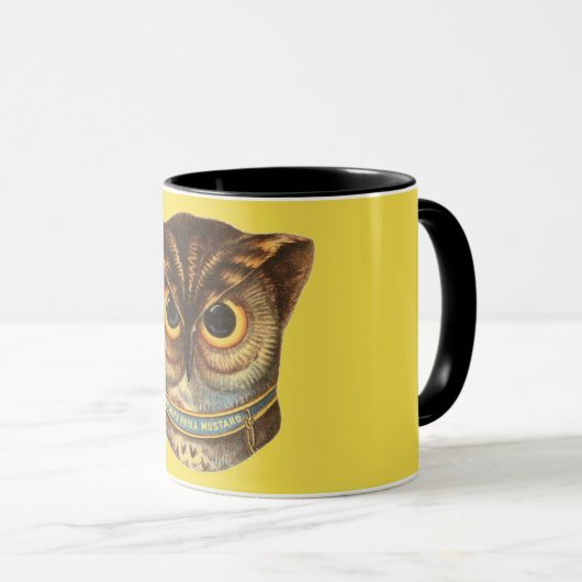  uil illustratie mosterd advertentie mok (Voorkant rechts)