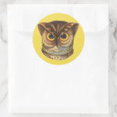  uil illustratie mosterd advertentie ronde sticker (Tas)