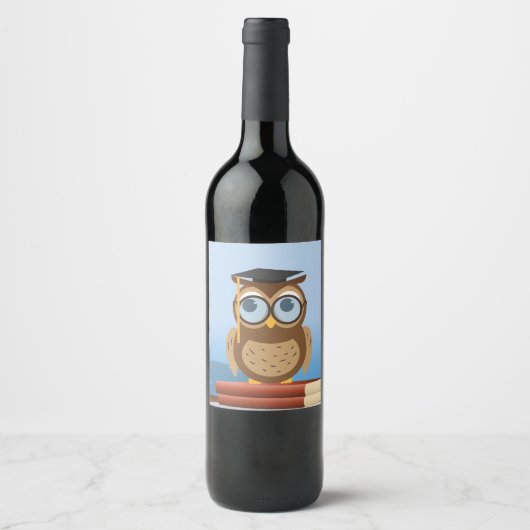 Uil illustratie wijn etiket (Voorkant)
