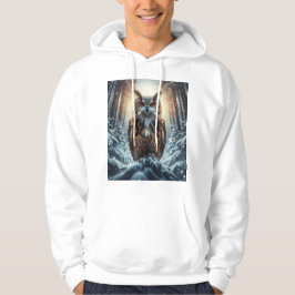 Uil in Besneeuwd Bos Unisex Wildlife Hoodie