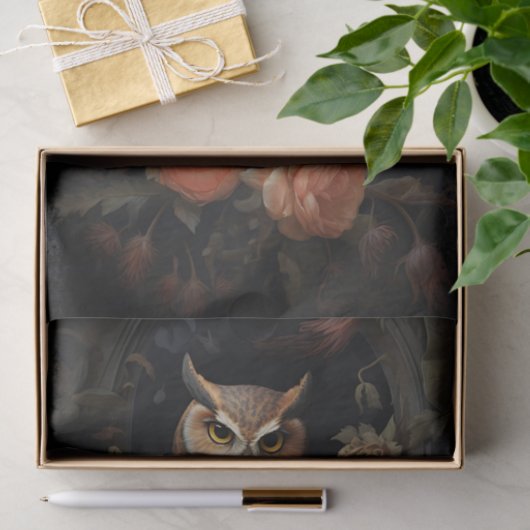 Uil in bloemen 1 Decoupage papier (Geschenk)