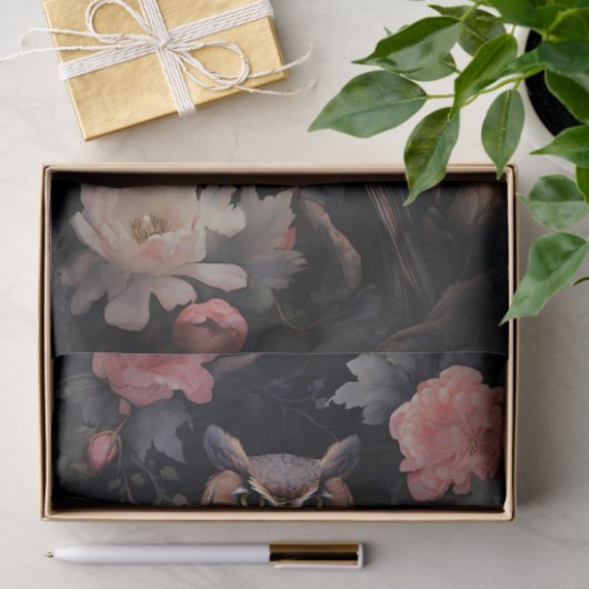 Uil in bloemen 2 Decoupage papier (Geschenk)