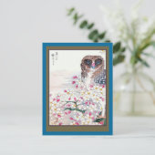 Uil in de kersenboom briefkaart (Staand voorkant)