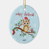 Uil in de Kerstboom Keramisch Ornament (Rechts)
