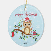 Uil in de Kerstboom Keramisch Ornament (Links)
