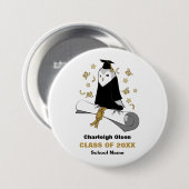 Uil in de kleuterschool / kleuterschool Afstuderen Ronde Button 7,6 Cm (Voorkant /achterkant)