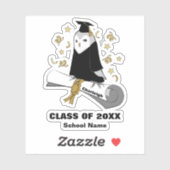 Uil in de kleuterschool / kleuterschool Afstuderen Sticker (Vel)