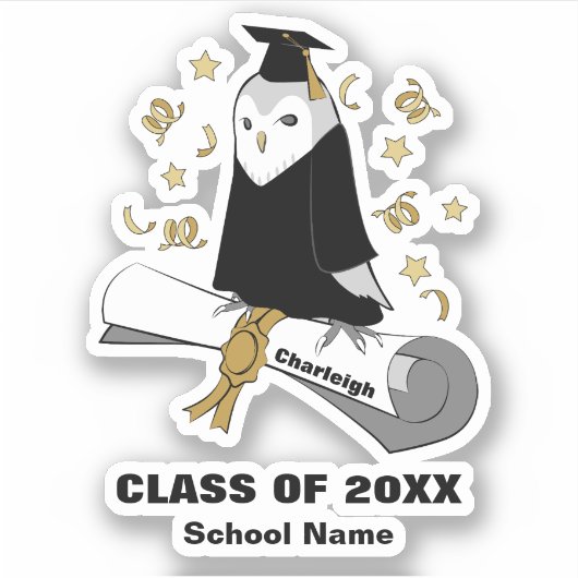 Uil in de kleuterschool / kleuterschool Afstuderen Sticker (Voorkant)