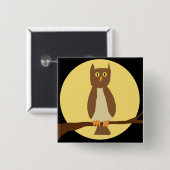 Uil in de maan op zwarte pin vierkante button 5,1 cm (Voorkant /achterkant)