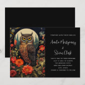 Uil in de nacht met een volle maan bruiloft kaart (Voorkant / Achterkant)