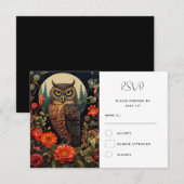 Uil in de nacht met een volle maan bruiloft RSVP kaartje (Voorkant / Achterkant)