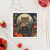 Uil in de nacht met een volle maan bruiloft servet (Insitu)