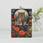 Uil in de nacht met een volle maan Dank u Bedankkaart (Staand voorkant)