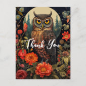 Uil in de nacht met een volle maan Dank u Briefkaart (Voorkant)