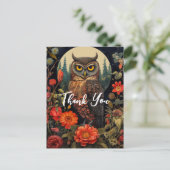Uil in de nacht met een volle maan Dank u Briefkaart (Staand voorkant)