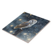 Uil in de sneeuw bij nacht tegeltje (Zijkant)