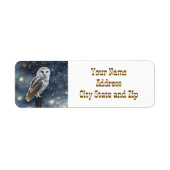 Uil in de sneeuw Wintervakantie Retouradres Etiket (Voorkant)