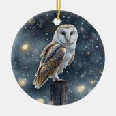 Uil in de sneeuw Winterzonnewende of Kerstmis Keramisch Ornament (Voorkant)