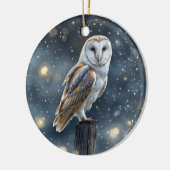 Uil in de sneeuw Winterzonnewende of Kerstmis Keramisch Ornament (Links)