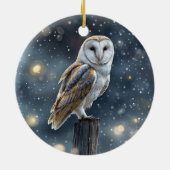 Uil in de sneeuw Winterzonnewende of Kerstmis Keramisch Ornament (Achterkant)