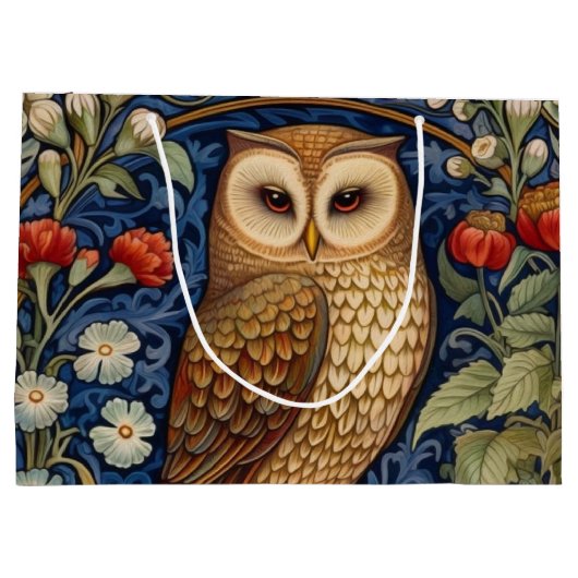 Uil in de tuin William Morris stijl Groot Cadeauzakje (Achterkant)