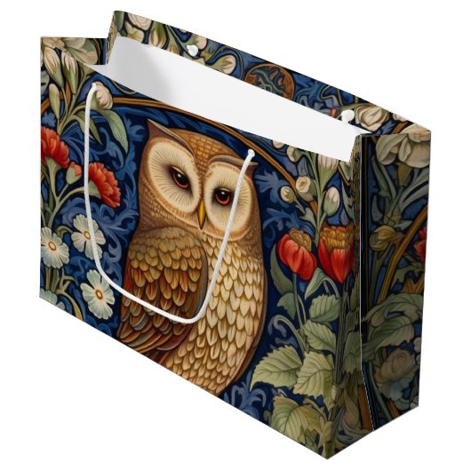 Uil in de tuin William Morris stijl Groot Cadeauzakje (Voorkant Gekanteld)
