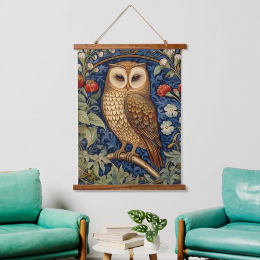 Uil in de tuin William Morris stijl Hangend Wandkleed (Woonkamer)