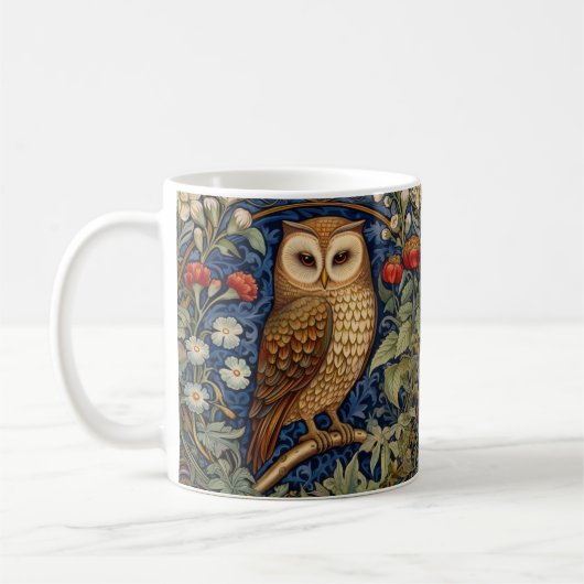 Uil in de tuin William Morris stijl Koffiemok (Links)