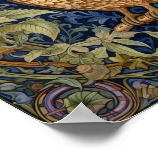 Uil in de tuin William Morris stijl Poster (Hoek)