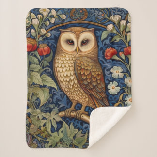 Uil in de tuin William Morris stijl Sherpa Deken