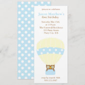 Uil in een ballon verjaardagsfeestuitnodigingen kaart (Voorkant / Achterkant)