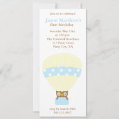 Uil in een ballon verjaardagsfeestuitnodigingen kaart (Voorkant)